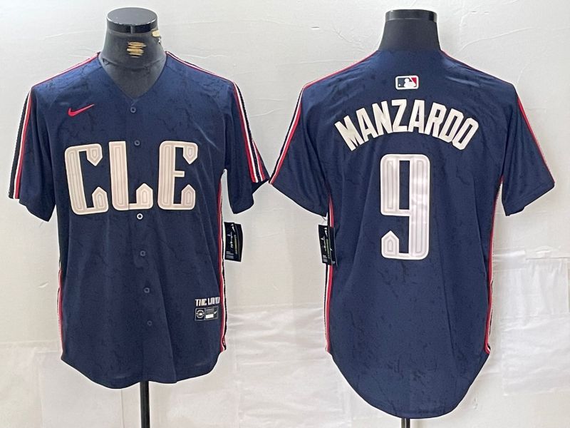 Men Cleveland Indians #9 Manzardo Blue City Edition Nike 2024 MLB Jersey style 1->cleveland indians->MLB Jersey